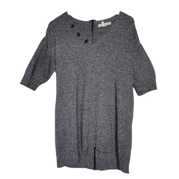 BCBGeneration Marled Charcoal Gray Boxy V-Neck Knit Tunic Sweater Size Small - Picture 1 of 5